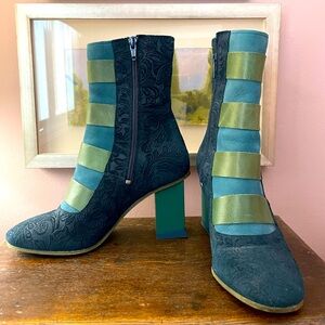 Fleuvog Debra suede and leather ankle boots